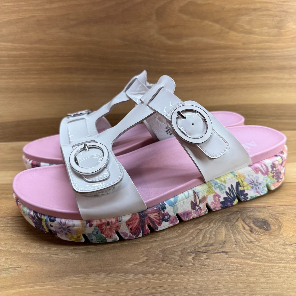 Alegria Oasis Wedge Sandals 10 EU 40 White Pink Patent Leather Slides Floral